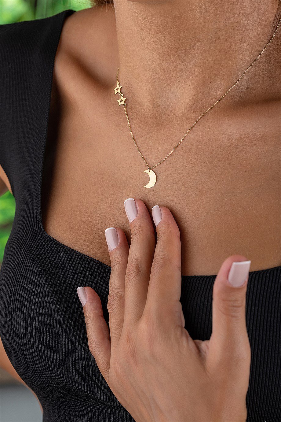 Ay Yıldızlar 14 Ayar Altın Kolye Kadın Kolye