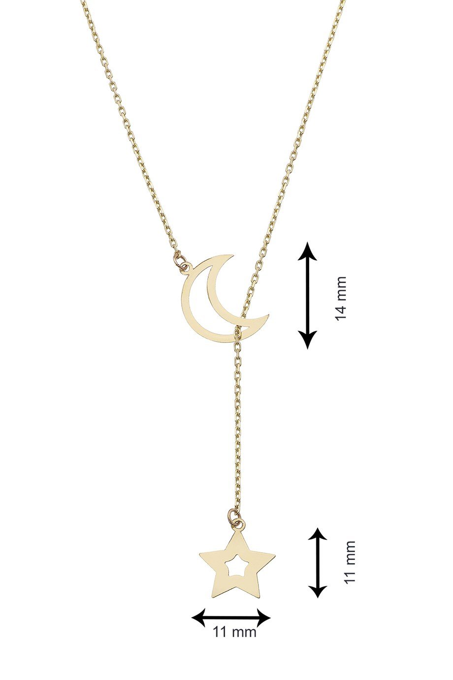 Ay Yıldızlı Sallantılı 14 Ayar Altın Kadın Kolye