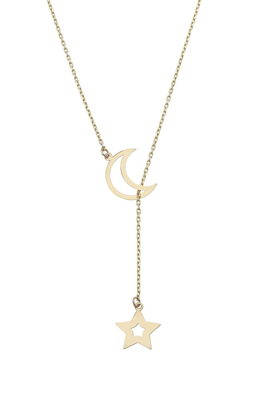 Ay Yıldızlı Sallantılı 14 Ayar Altın Kadın Kolye