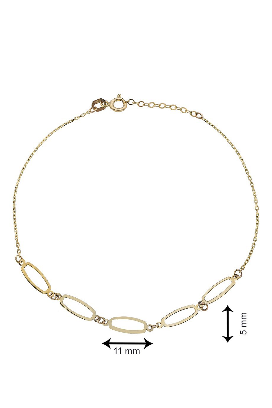 Beşli Modern ve Şık Oval Halkalar 14 Ayar Altın Bileklik