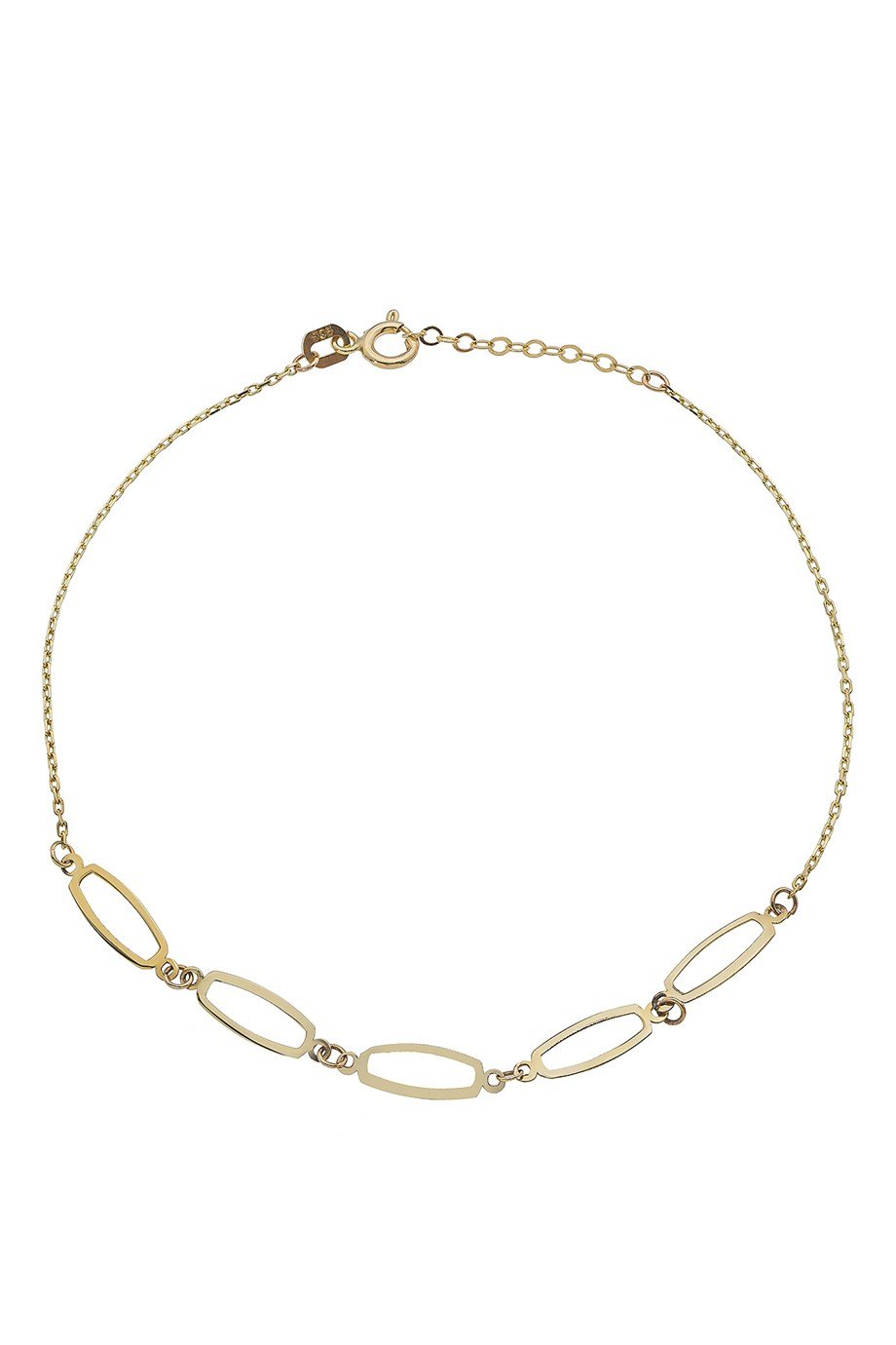 Beşli Modern ve Şık Oval Halkalar 14 Ayar Altın Bileklik