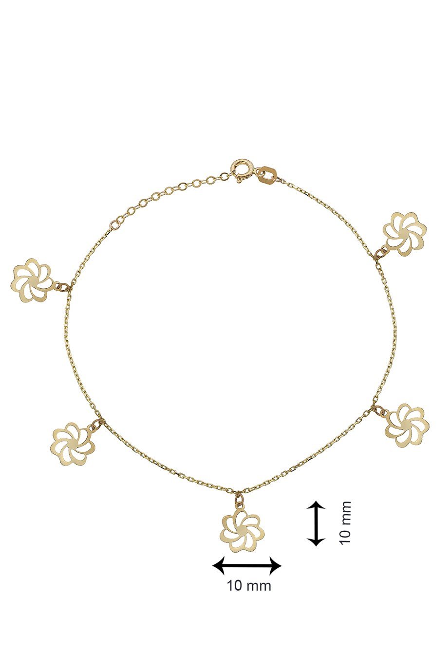 Beşli Şans Çiçeği 14 Ayar Altın Kadın Bileklik