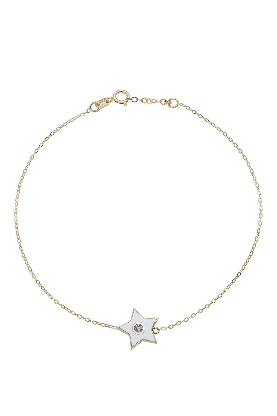 Beyaz Mineli Star 14 Ayar Altın Kadın Bileklik