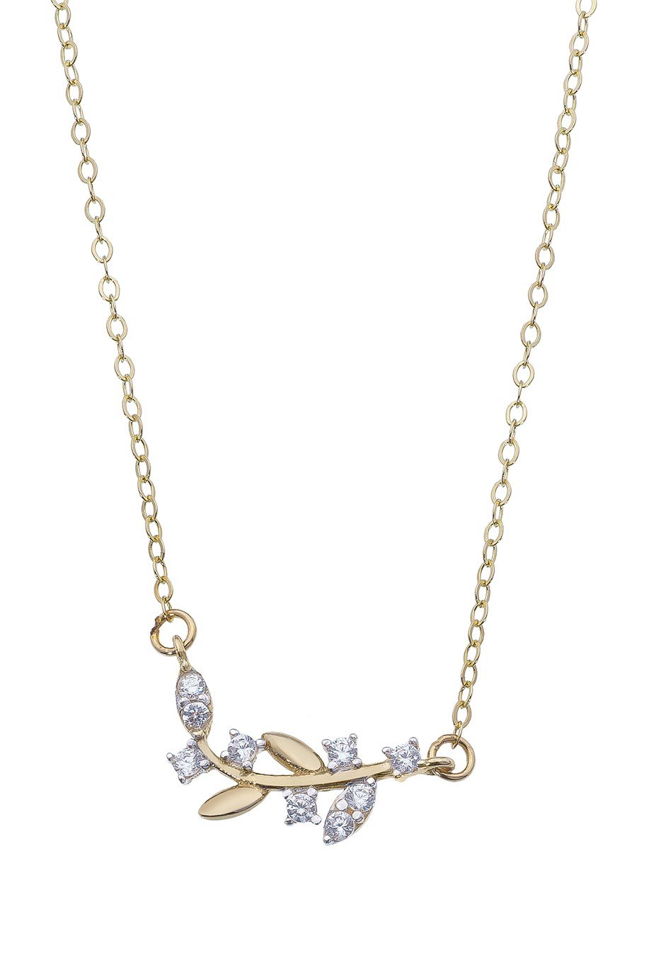 Buğday Tanesi Zirkon Taşlı Zarif 14 Ayar Altın Kolye