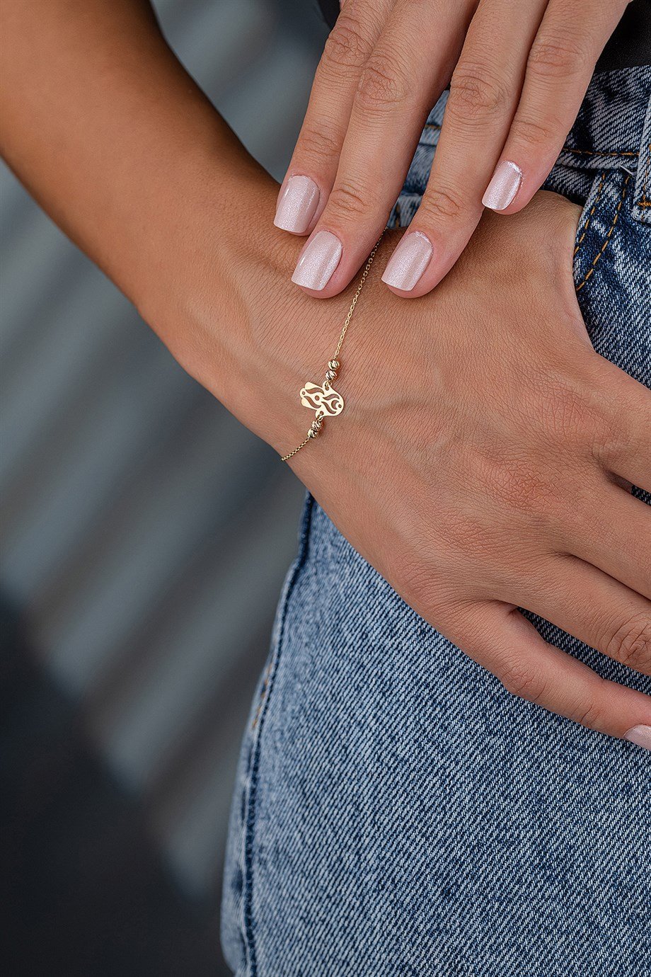 Fatmanın Eli Desenli 14 Ayar Altın Kadın Bileklik