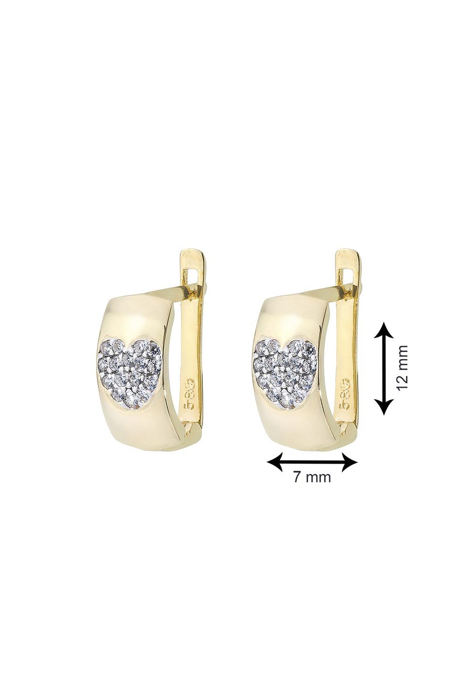 Kadın 14 Ayar Altın Kalp Desenli Küpe