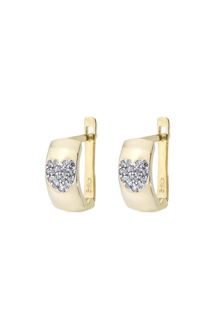 Kadın 14 Ayar Altın Kalp Desenli Küpe