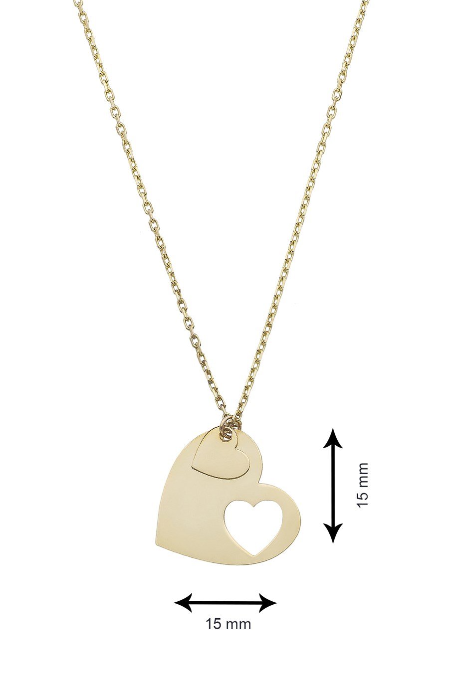 Kalp İçinde Kalp 14 Ayar Altın Kadın Kolye
