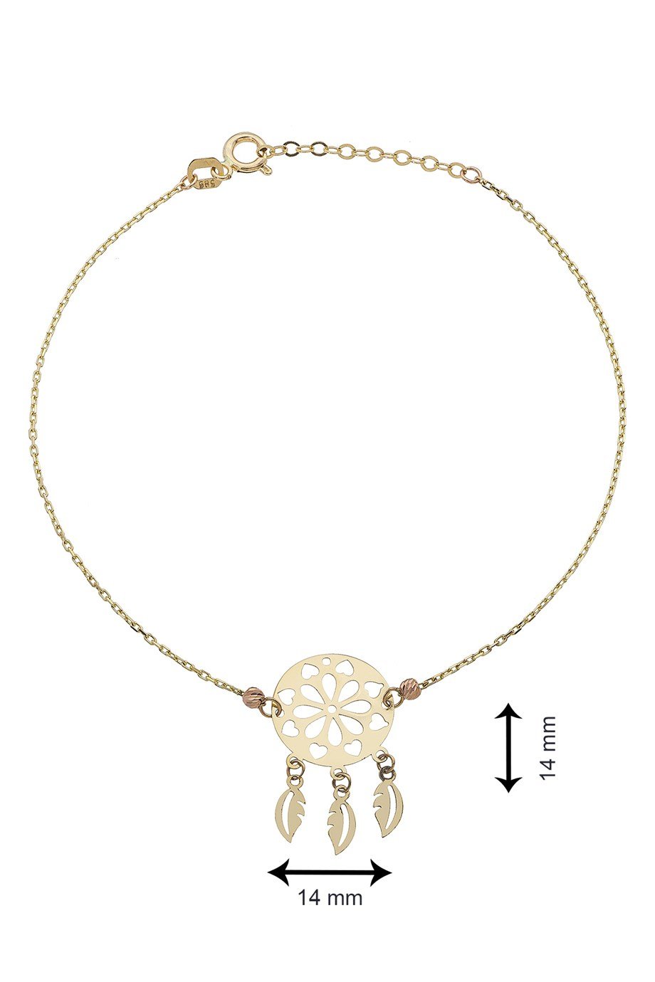 Kalp İçindeki Çiçek 14 Ayar Altın Kadın Bileklik
