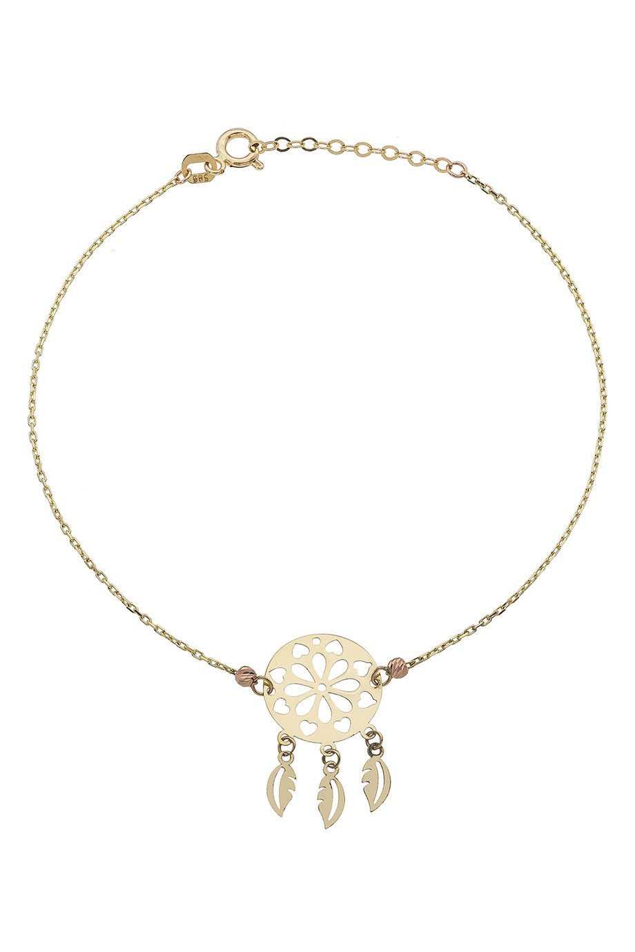 Kalp İçindeki Çiçek 14 Ayar Altın Kadın Bileklik