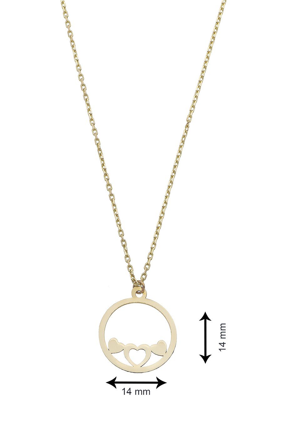 Küçük Kalpli Sade Yuvarlar 14 Ayar Altın Kolye