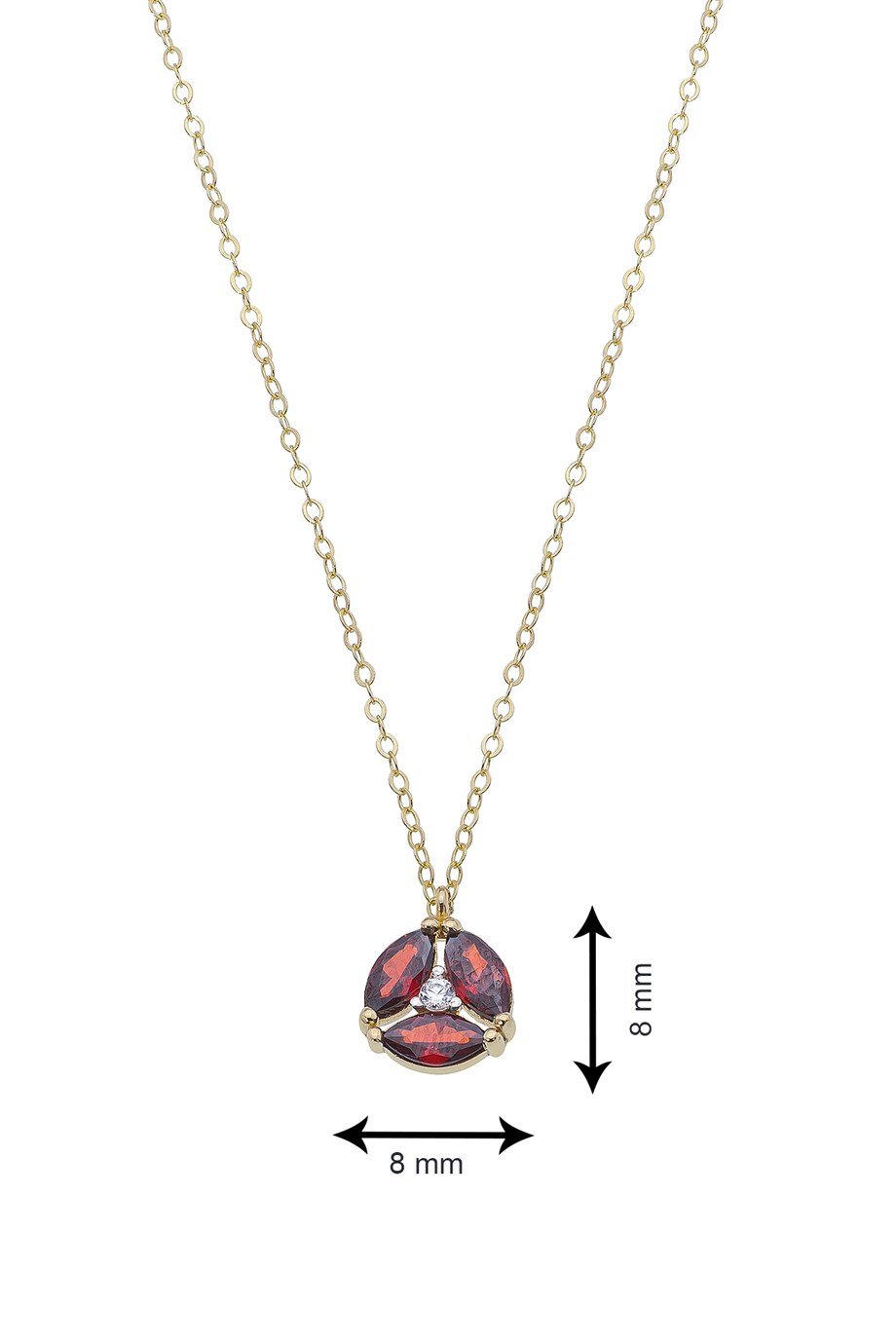 Markiz Taşlı Ateş kırmızısı 14 Ayar Altın Kadın Kolye