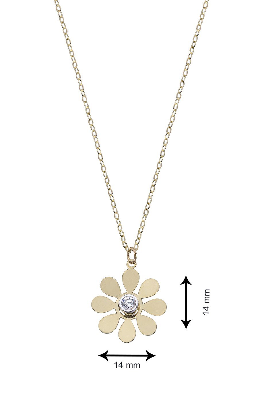 Papatya Model Zirkon Taşlı 14 Ayar Altın Kolye