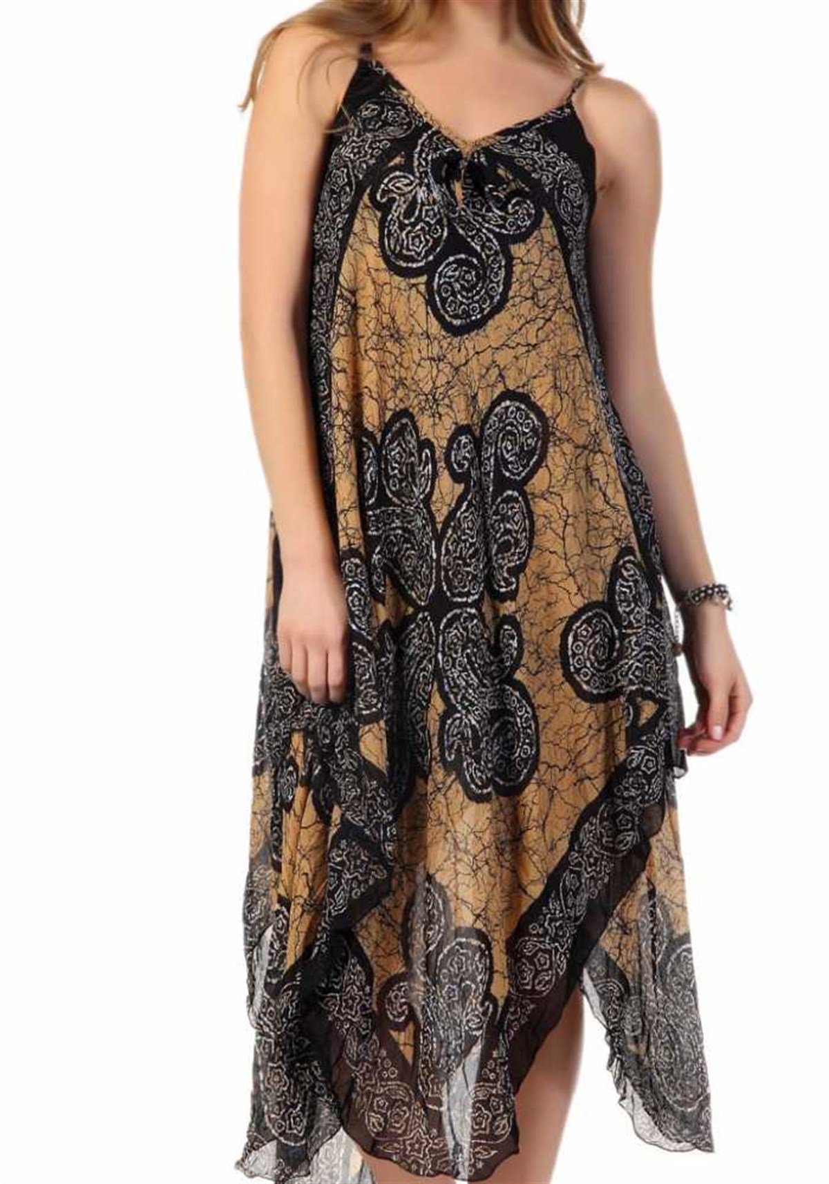 Askılı Tül Elbise Gold