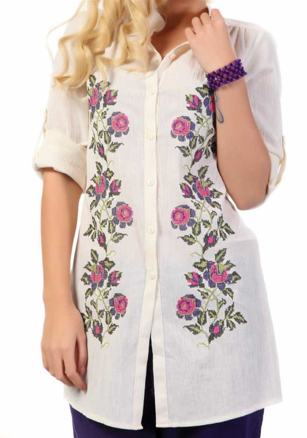 Çiçek Nakışlı Tunik