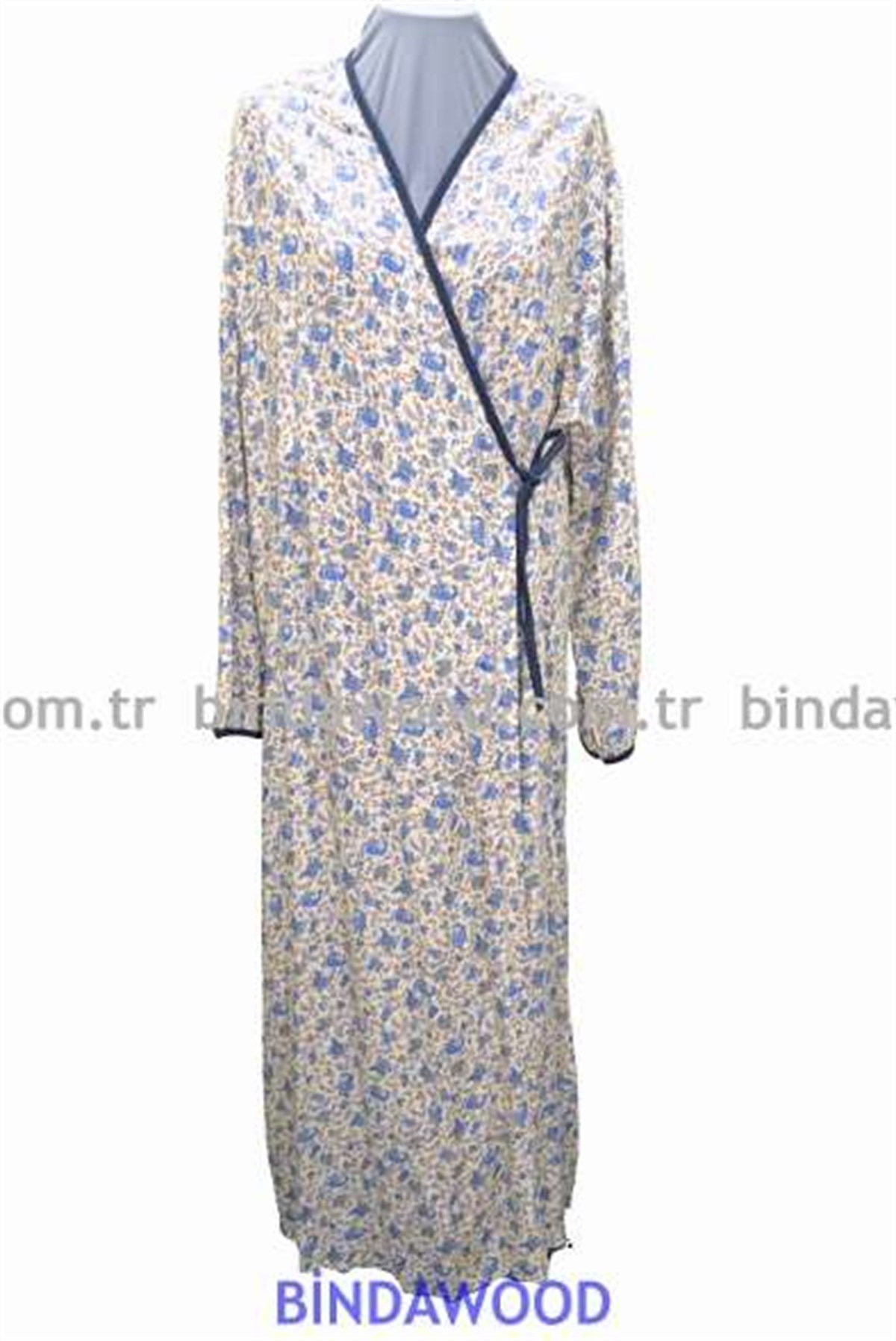 Çiçekli Bej Renk Kruvaze Namaz Kıyafeti BR 575