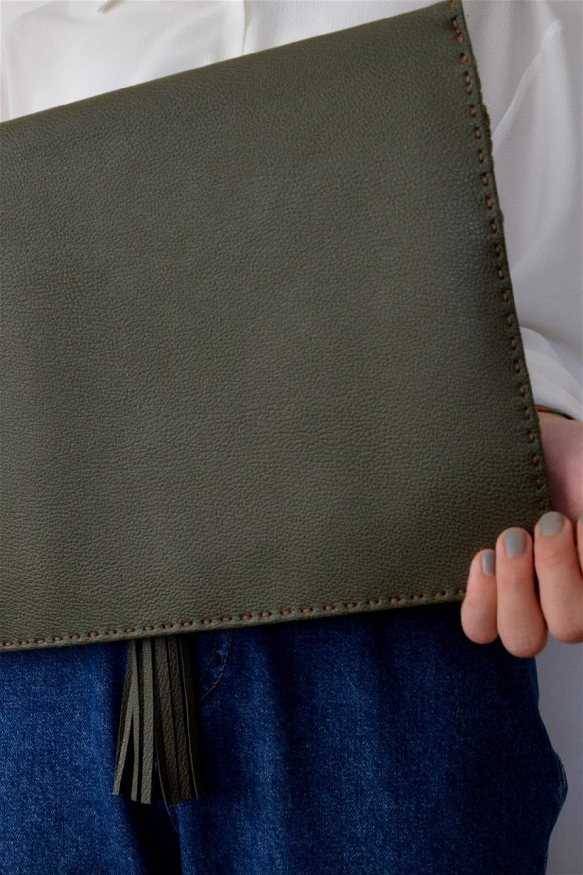 Clutch Çanta Örme Eğrelti Yeşili