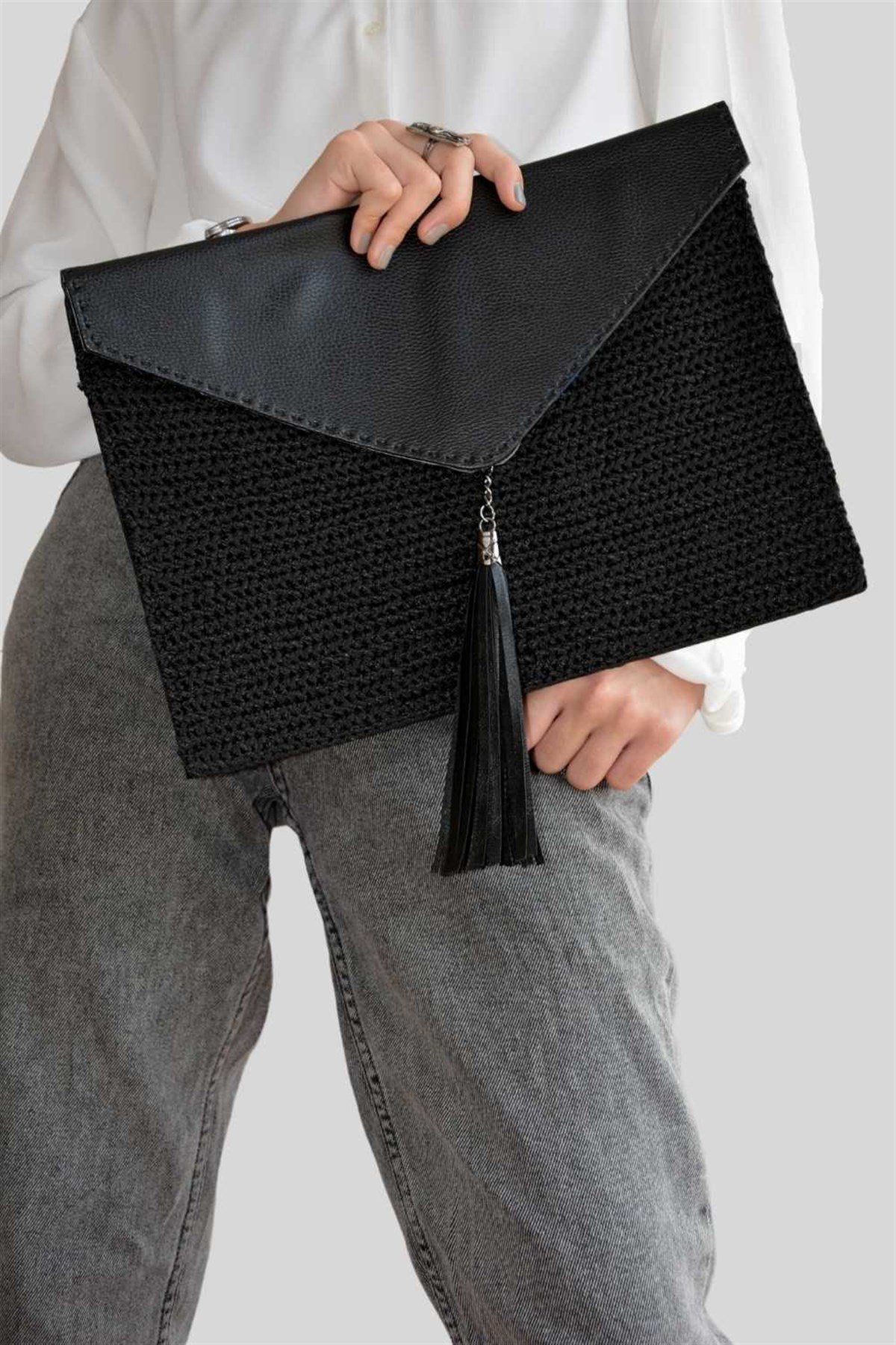 Clutch Çanta Örme Siyah