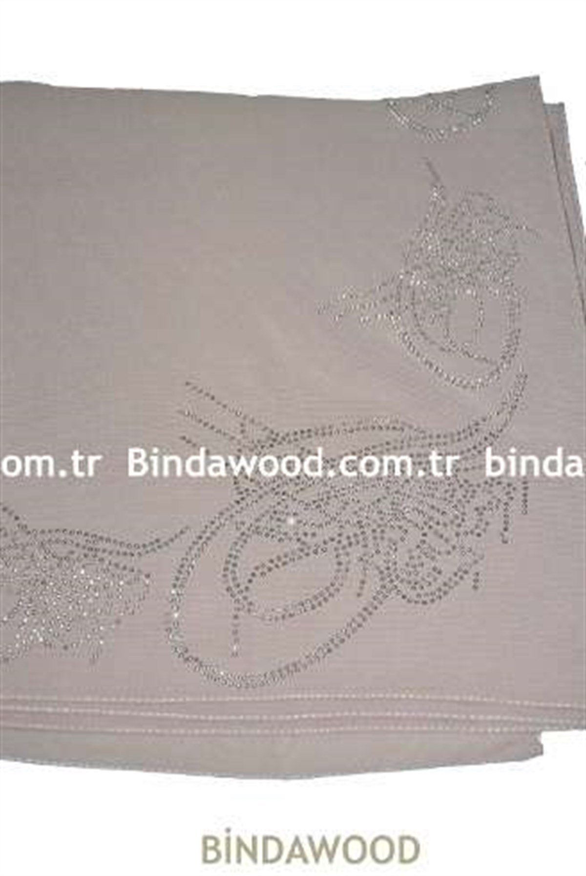 Ferace Başörtüsü Tuğralı Taşlı Açık Kahve Tesettür Eşarp