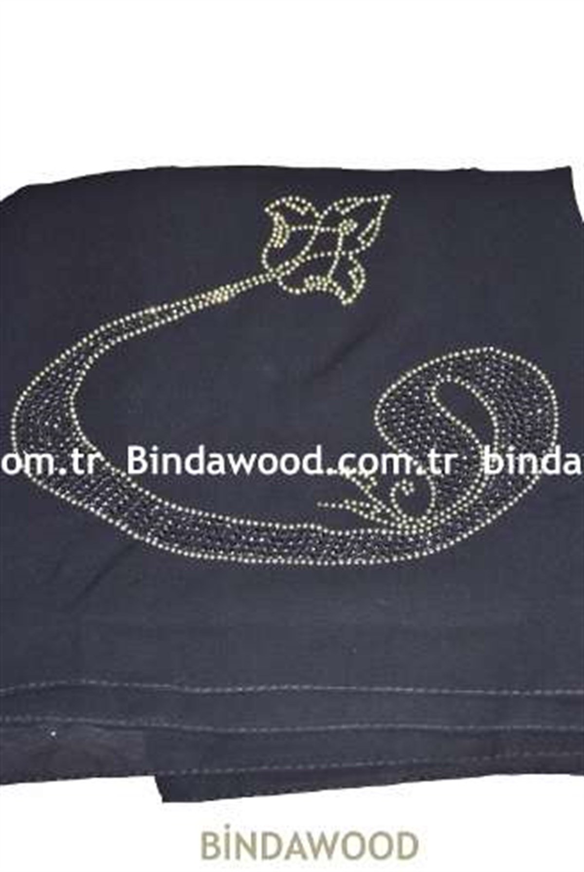 Ferace Başörtüsü Vav Taşlı Siyah Tesettür Eşarp