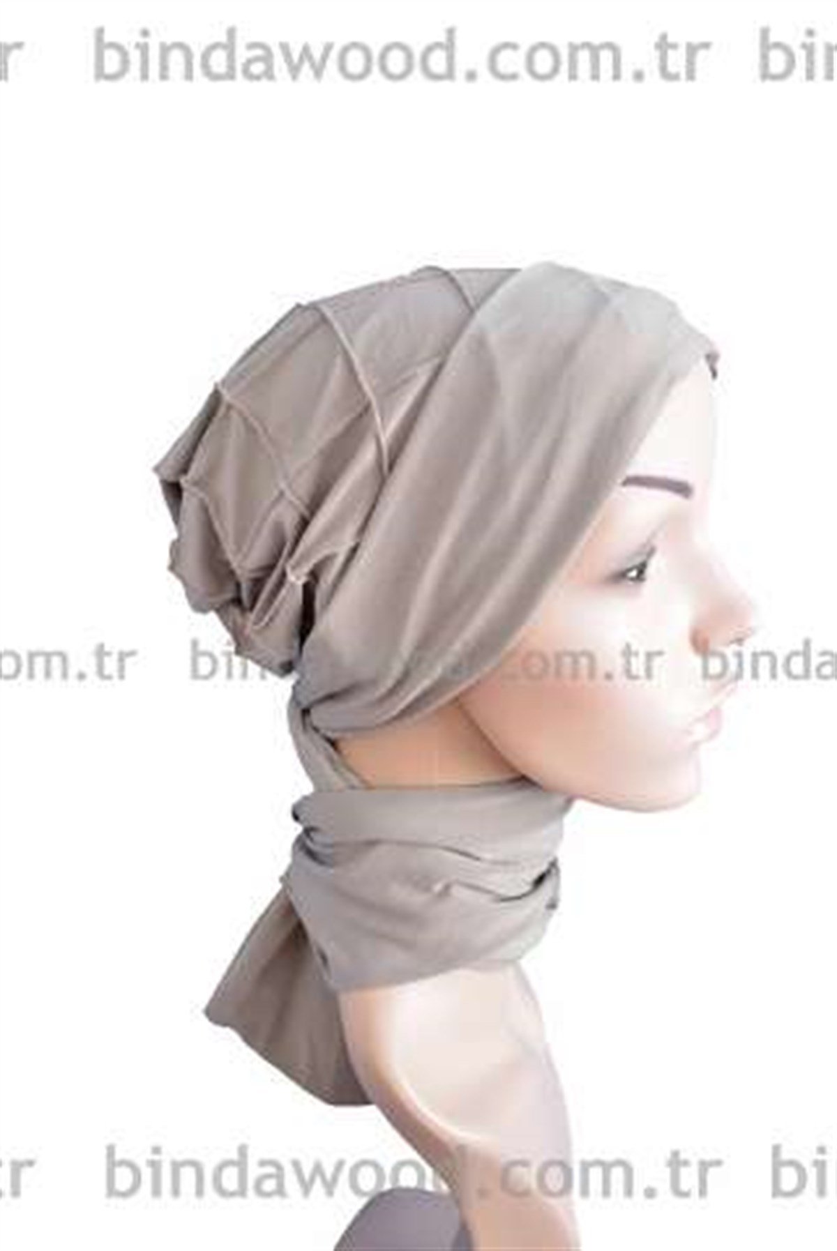 Fularlı Hazır Türban Bej
