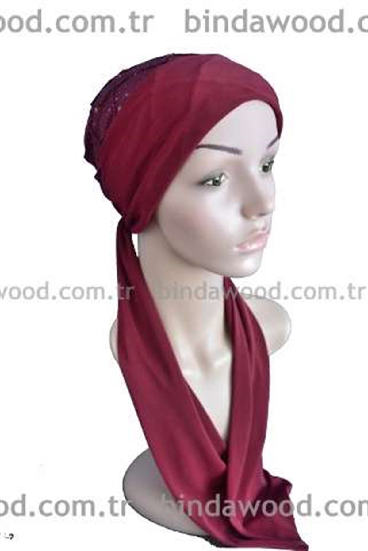 Fularlı Hazır Türban Bordo