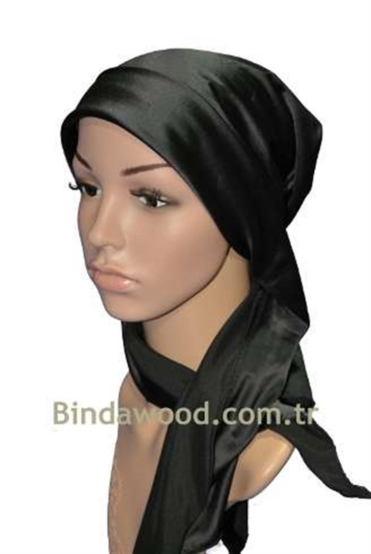 Fularlı Siyah Pratik Eşarp Hazır Tesettür Türban