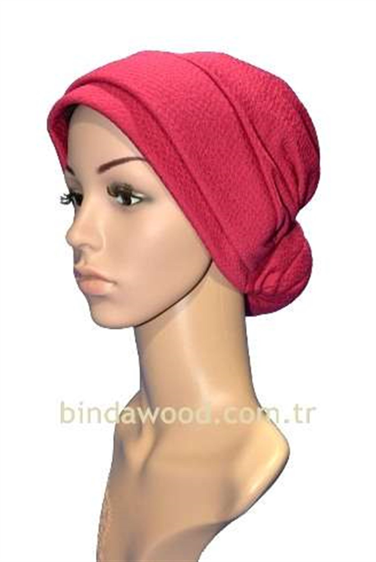 Gül Kırmızısı Topuzlu Abiye Türban Bone