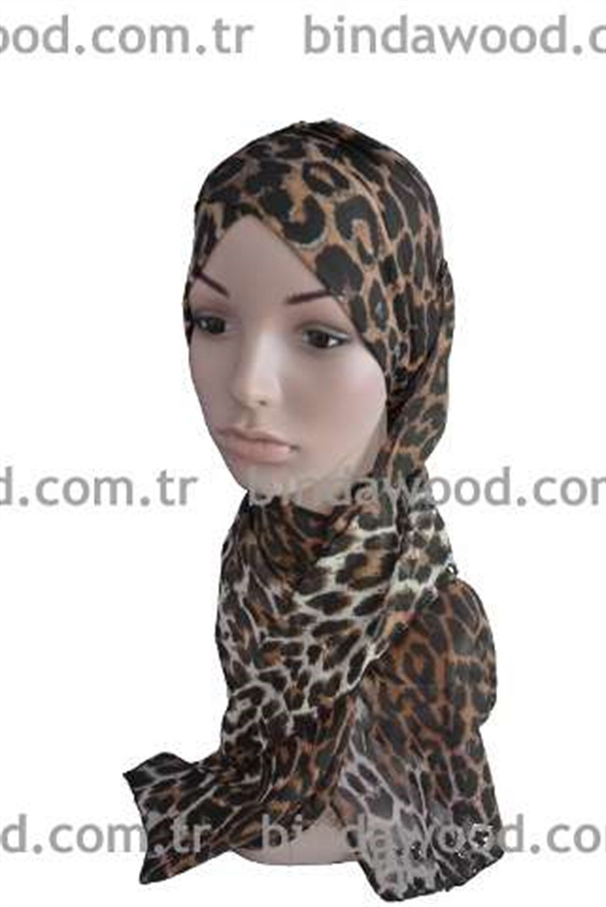 Leopar Fularlı Hazır Türban