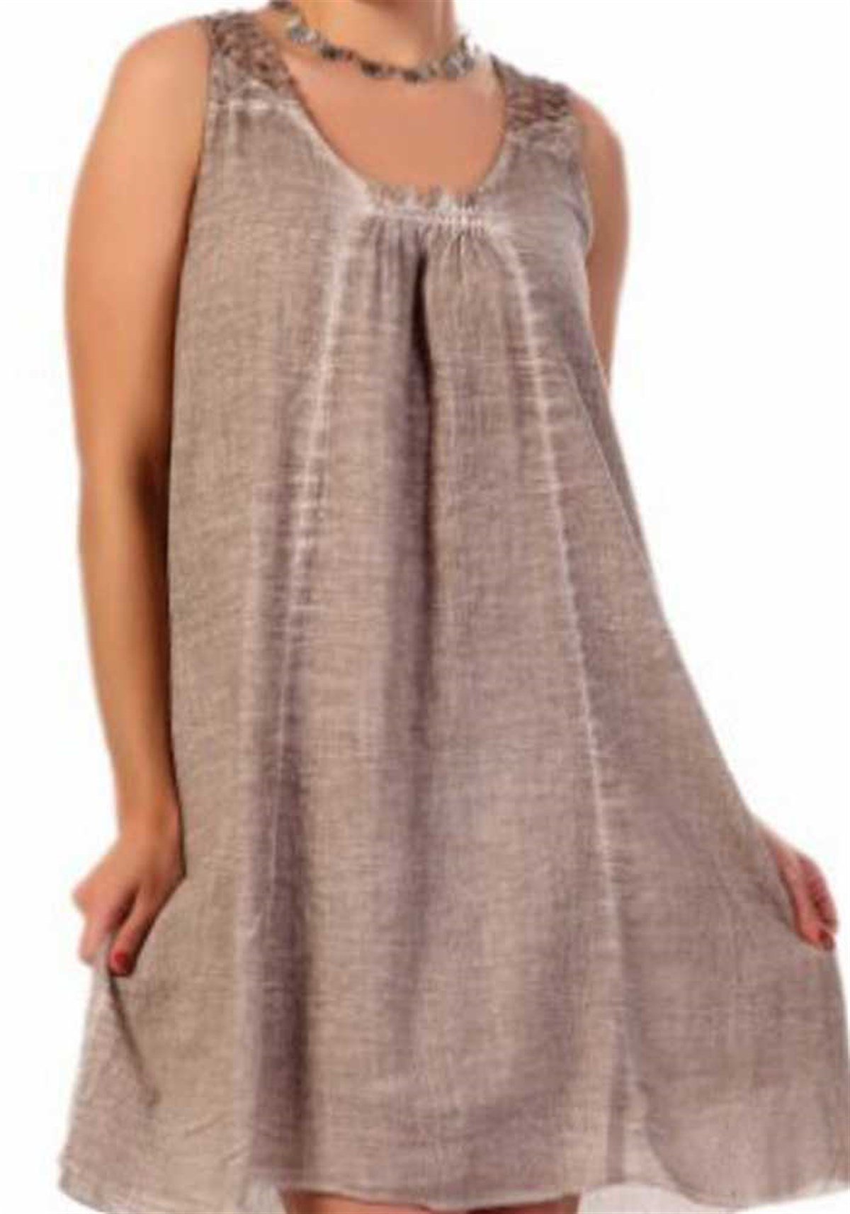 Mini Büzgülü Kolsuz Elbise