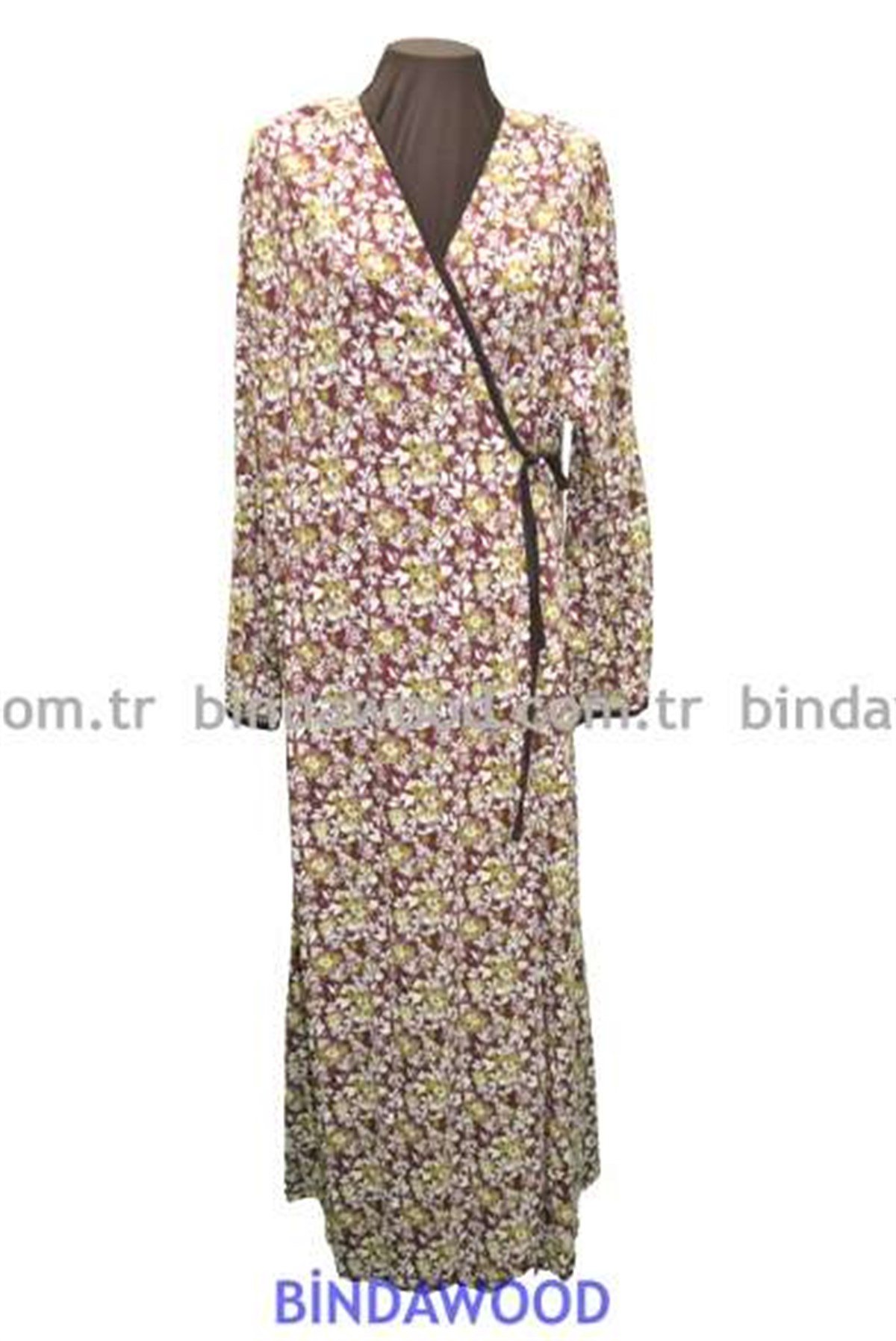 A Kahve Ton Desenli Namaz Elbisesi