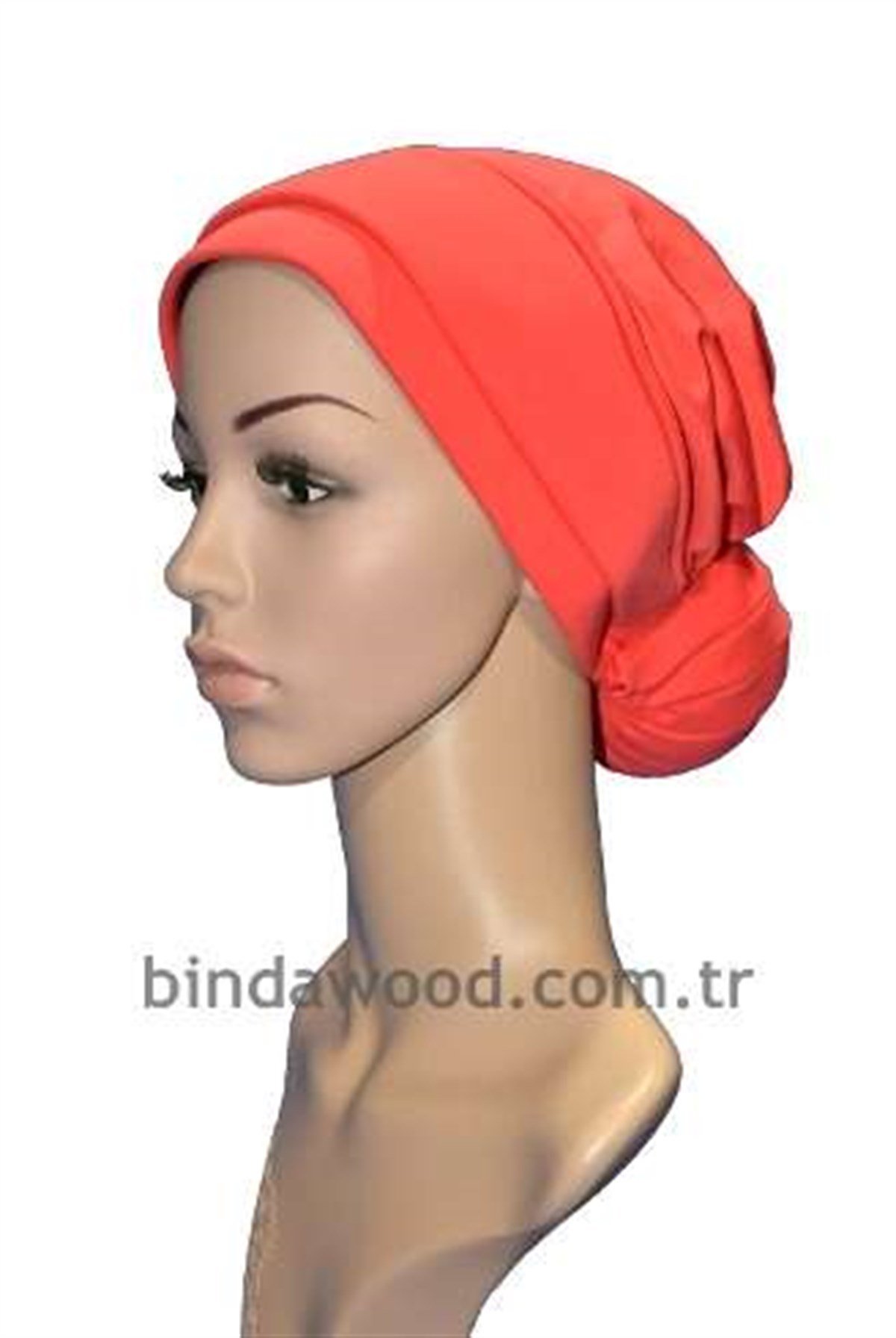 Nar Çiçeği Rengi Topuzlu Abiye Türban Bone