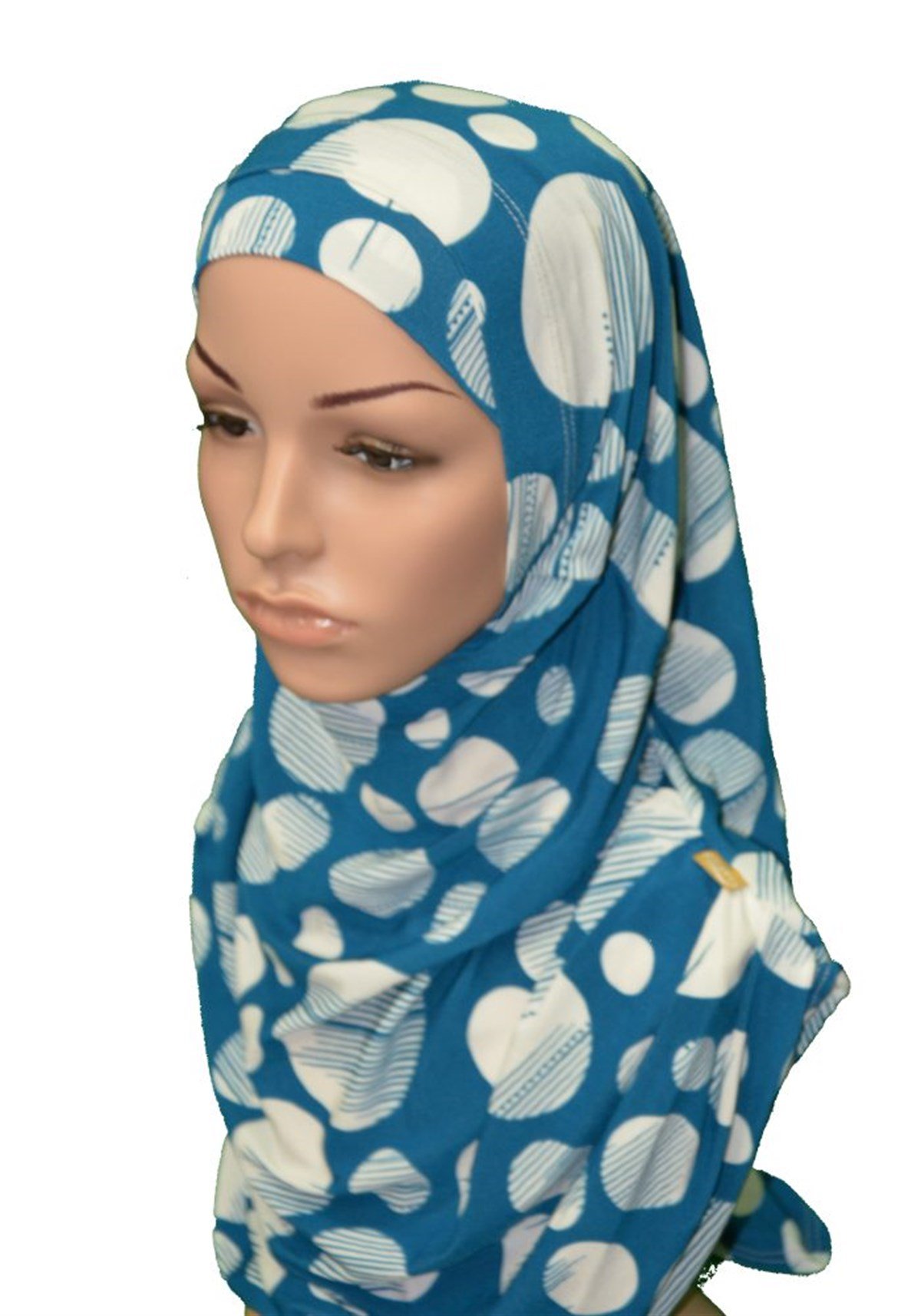 Petrol Mavisi Geo Desen Pratik Eşarp