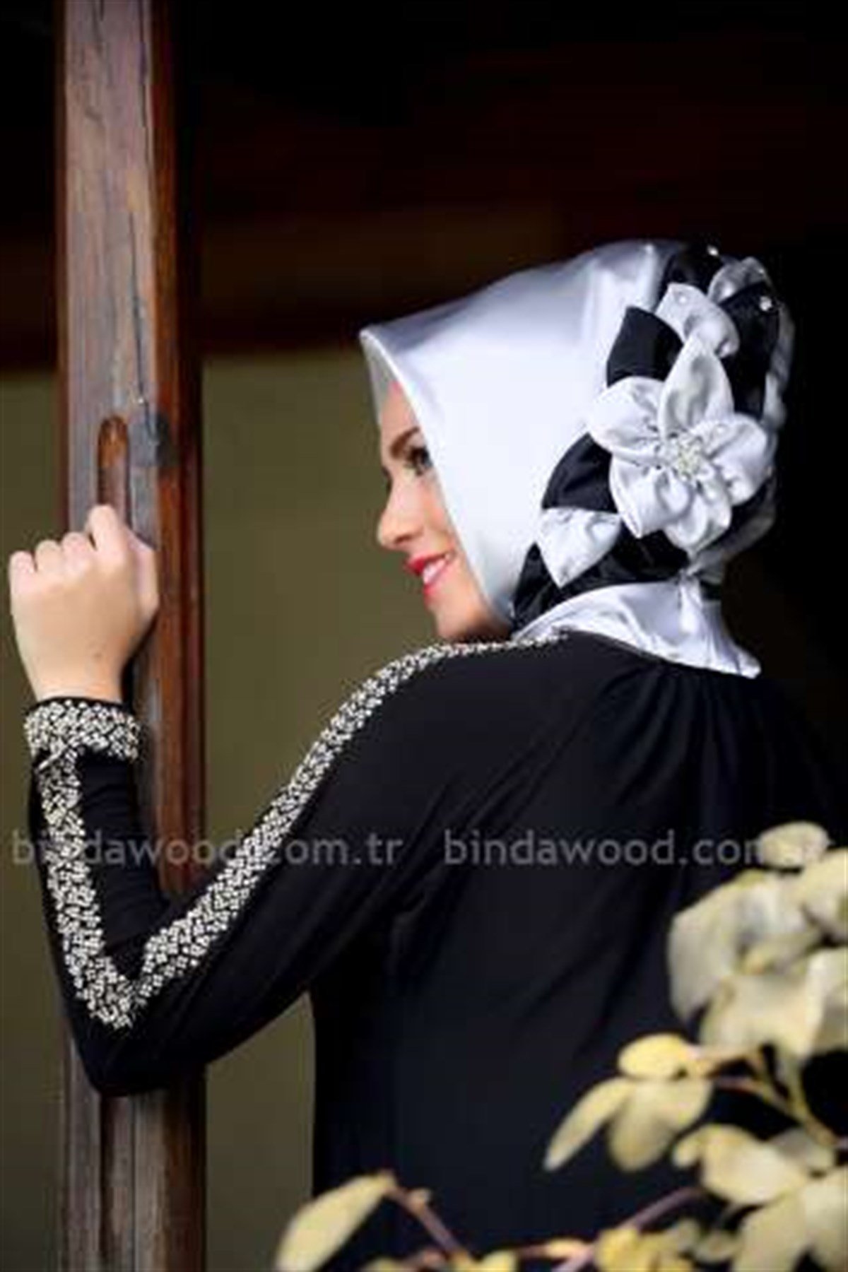 Siyahlı Gri Abiye Hazır Türban