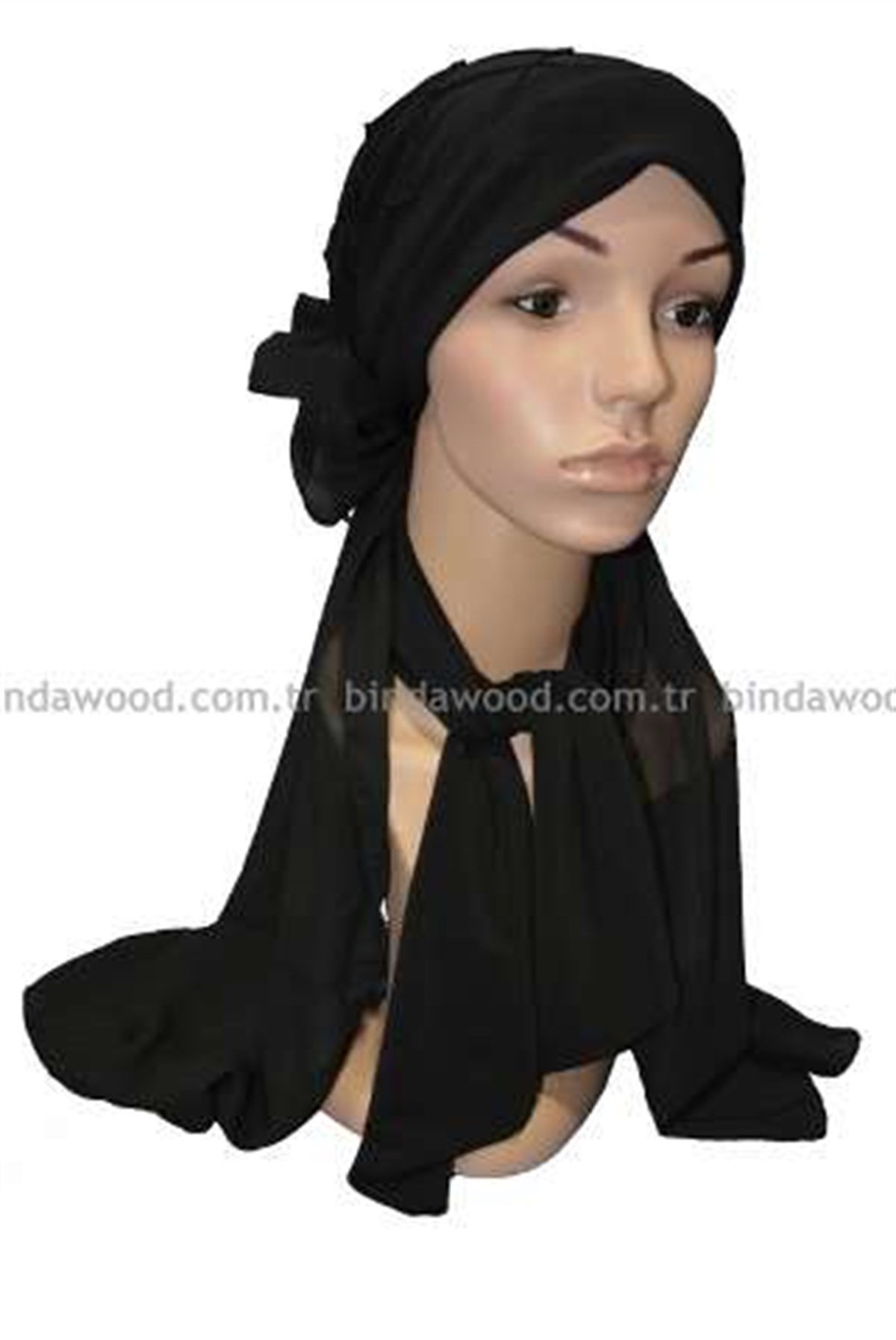 Tül Şallı Siyah Hazır Türban