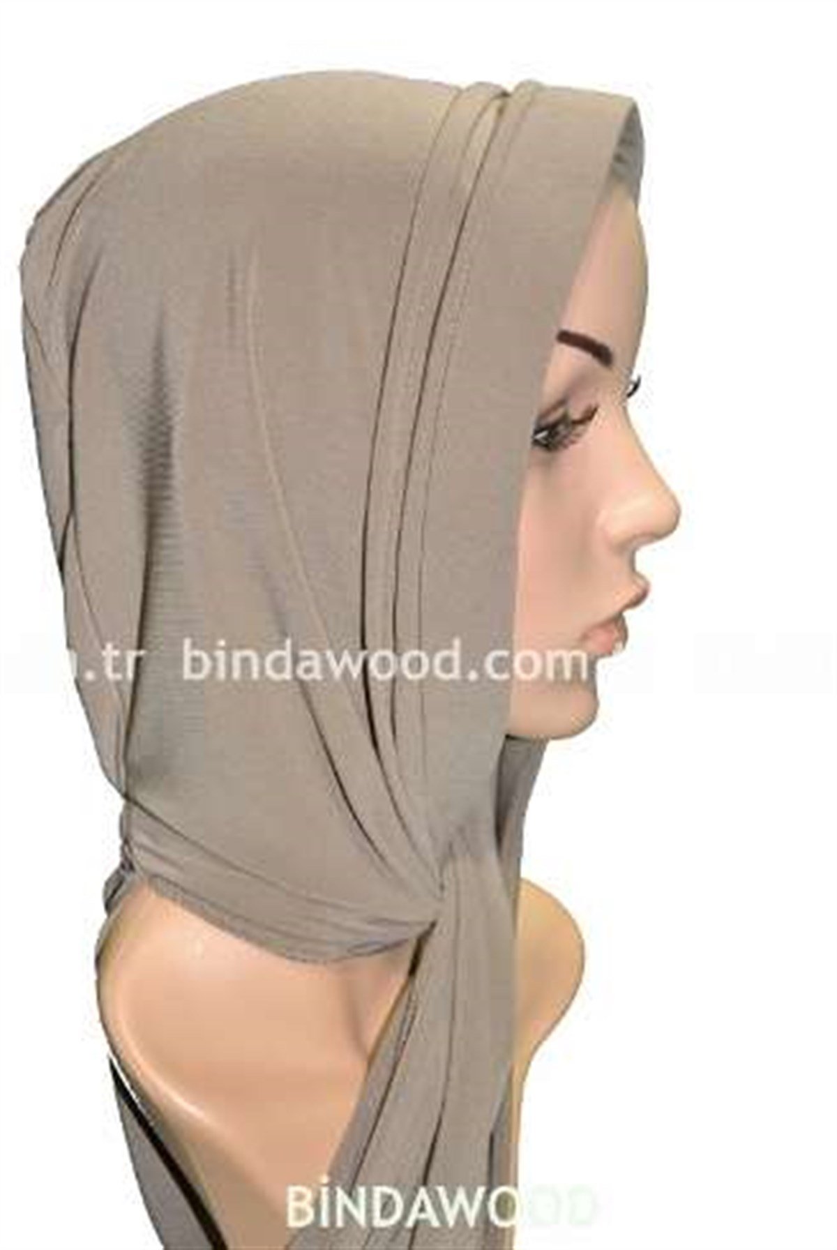 Koyu Bej Fularlı Tesettür Türban
