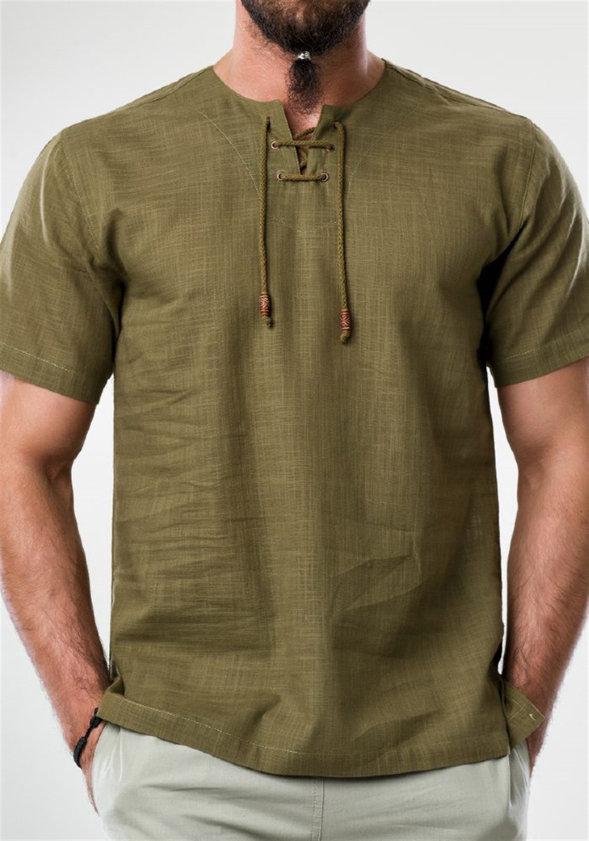 yakasız ipli tişört sile bezi toprak