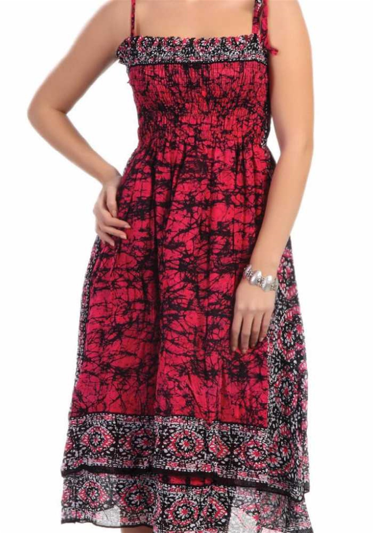 Yemeni Desen Straplez Elbise