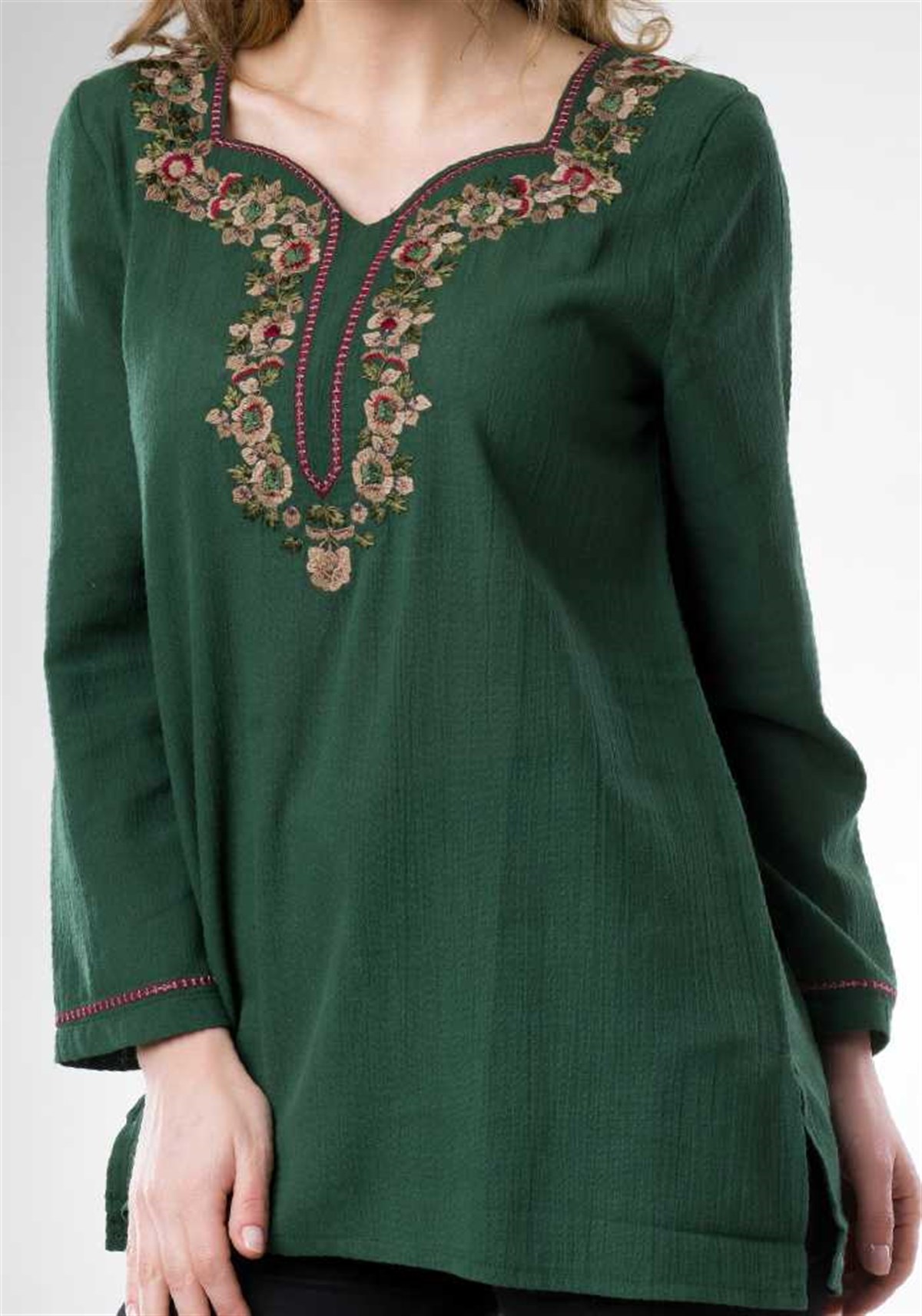 Yeşil Geniş Yaka Tunik