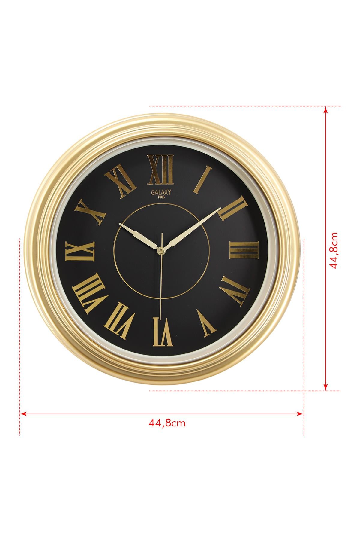 Krem Kasa Gold Çerçeve Duvar Saati 45 cm