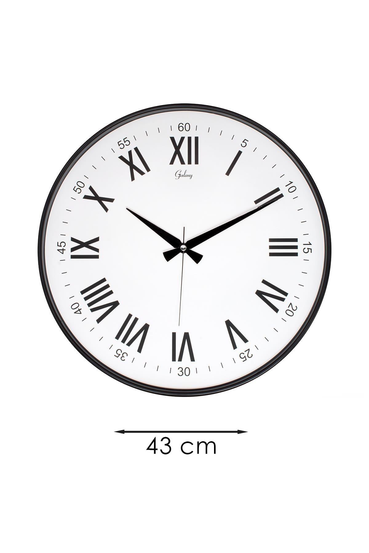 SİYAH ROMA RAKAMLI BEYAZ ZEMİNLİ DUVAR SAATİ 43 CM