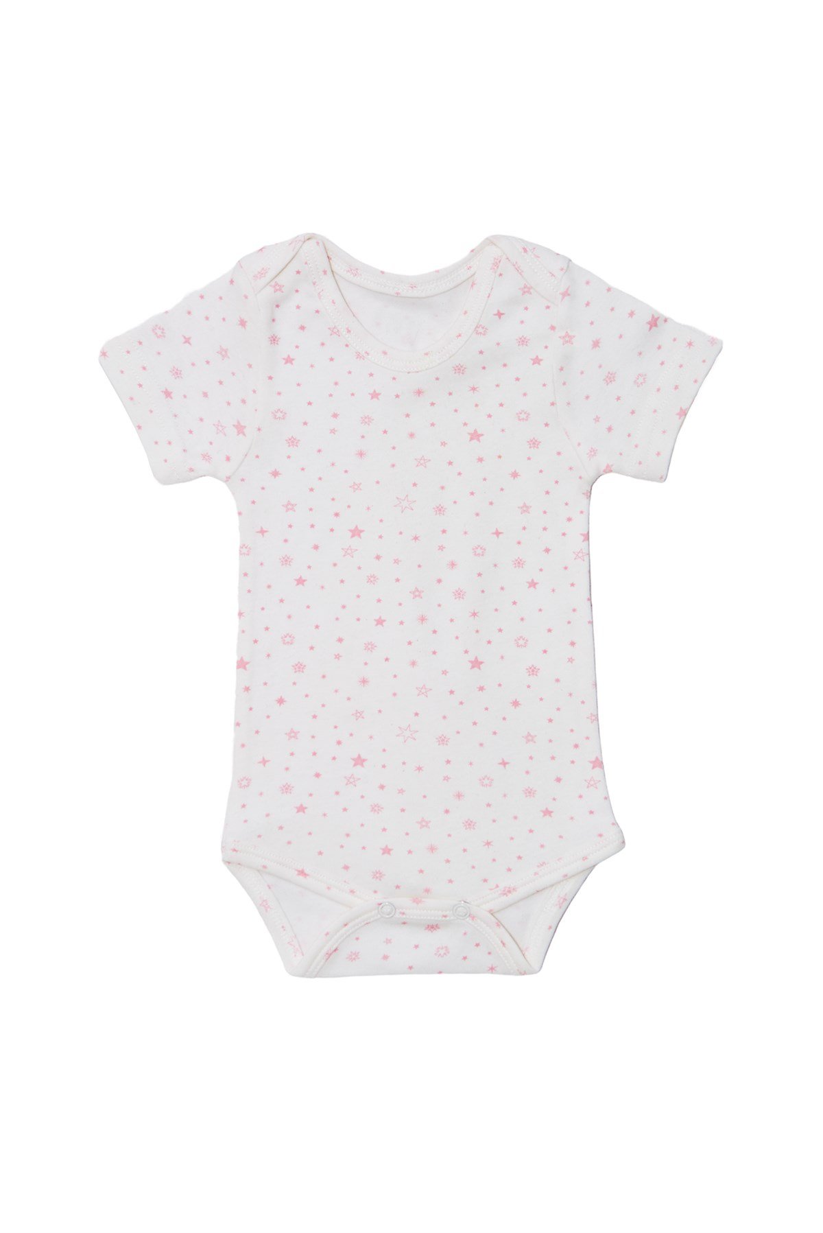 Bebek Unisex Kısa Kollu Yıldızlı Pembe Body