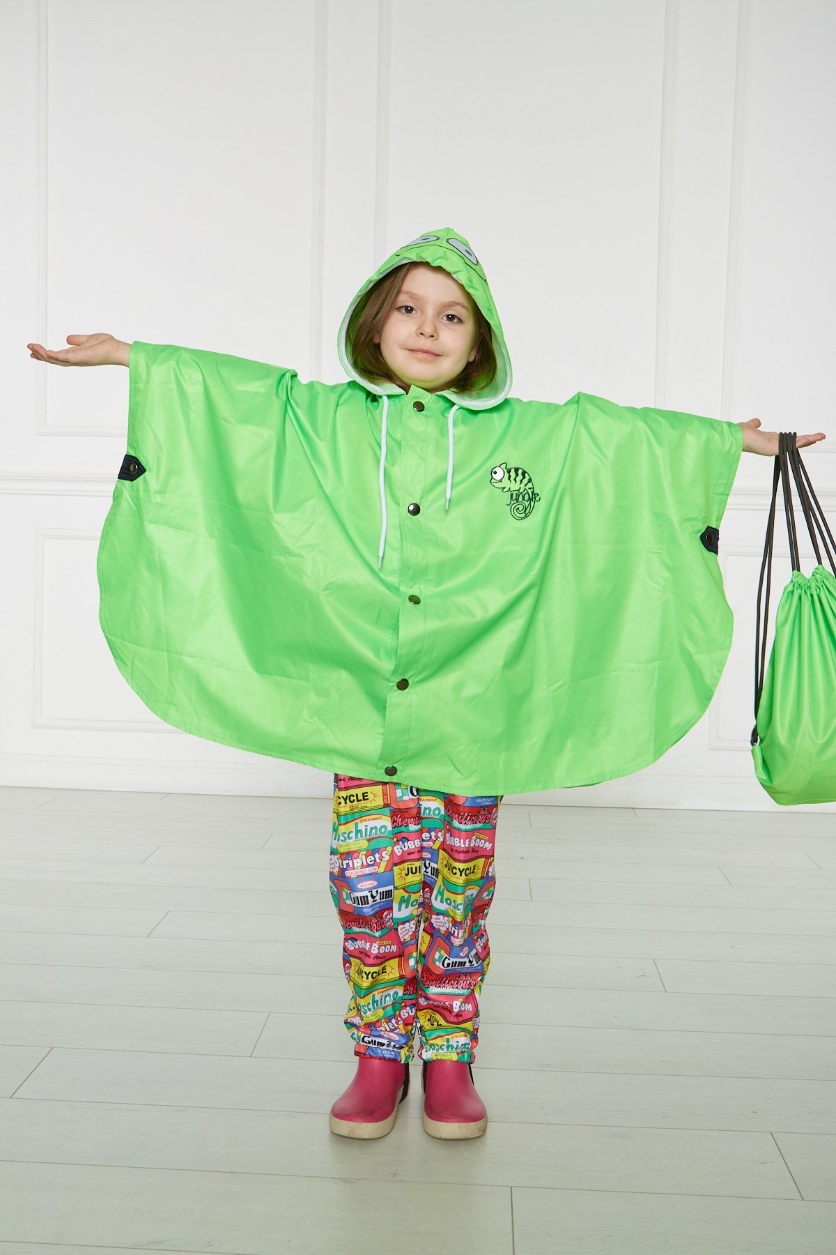 Kidsabu Neon Fıstık Yeşili Yağmurluk