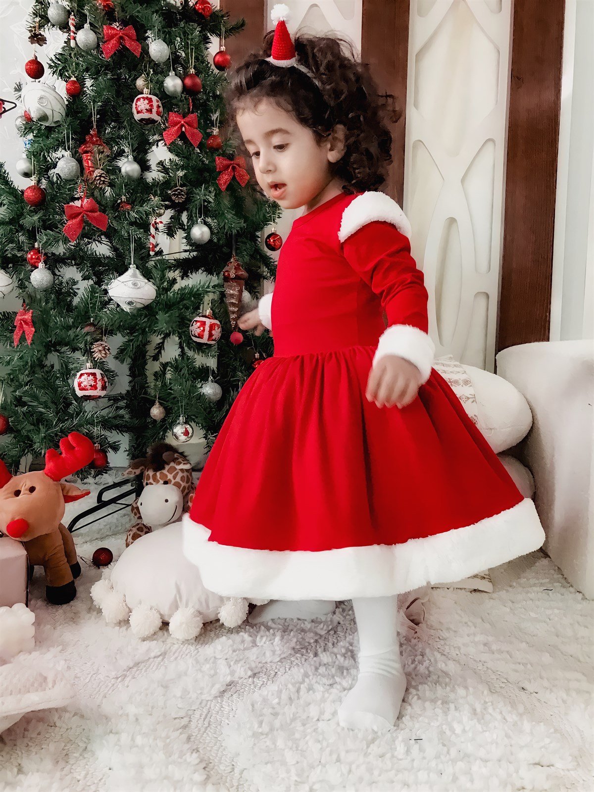Noelcute Kırmızı Kız Çocuk Elbise
