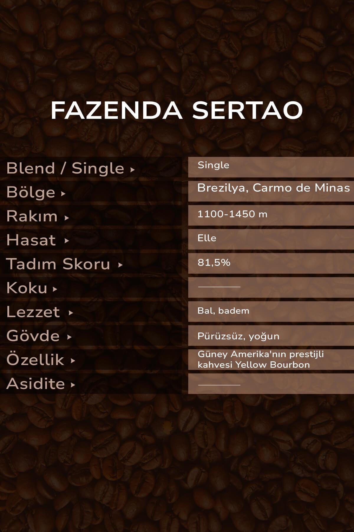 Brezilya Fazenda Sertao Filtre Kahve 250 g (Öğütülmüş)