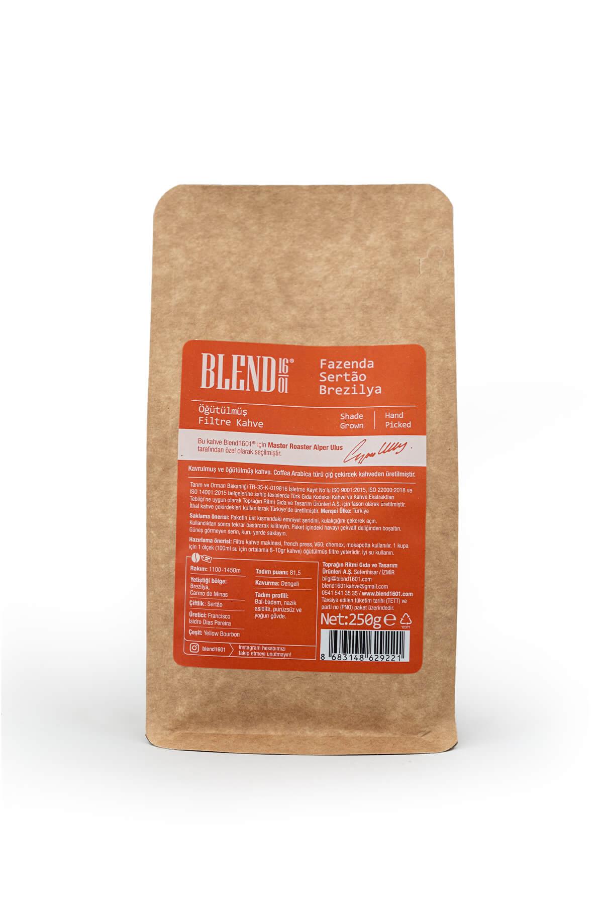 Brezilya Fazenda Sertao Filtre Kahve 250 g (Öğütülmüş)