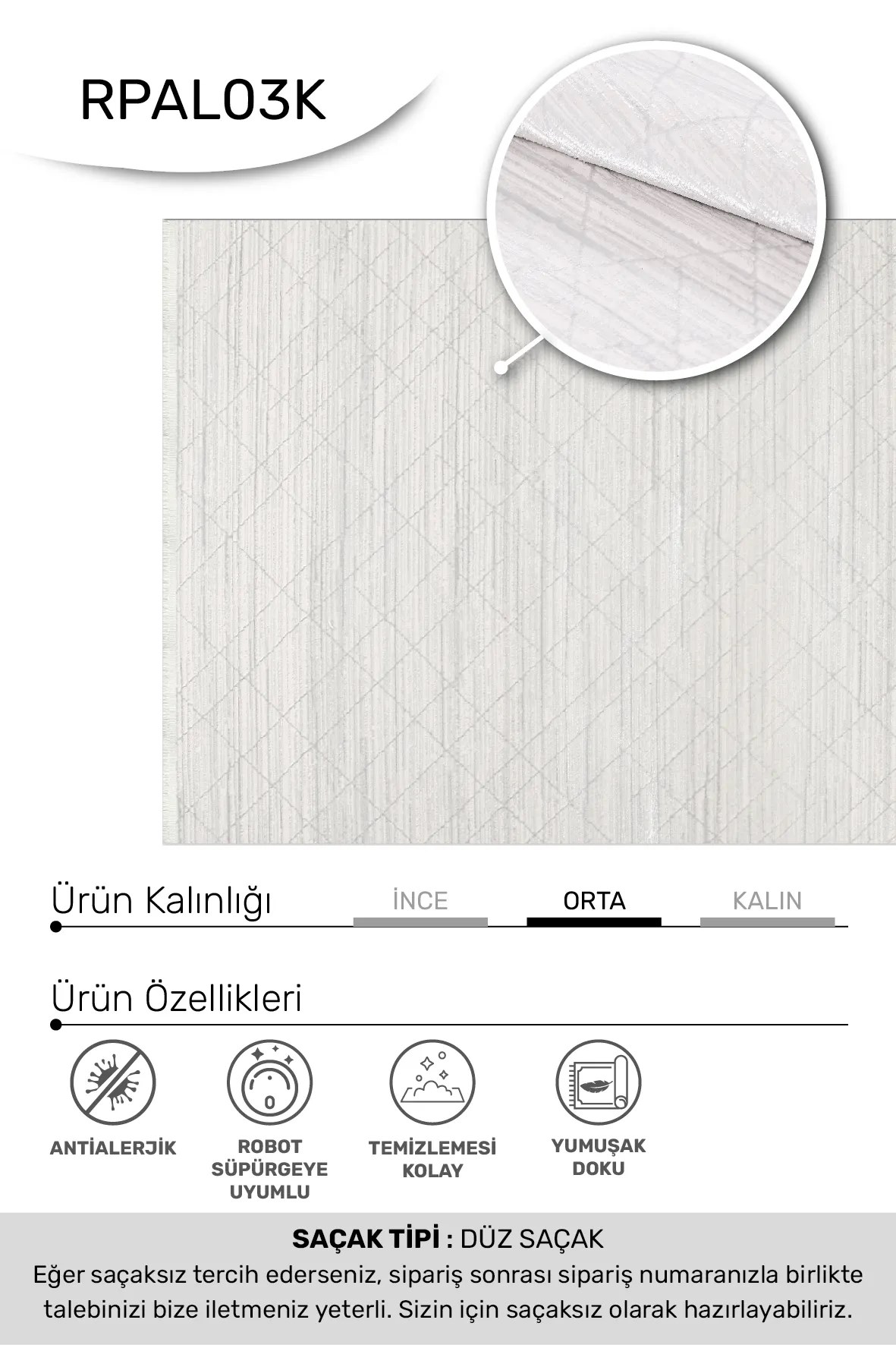 ARYA-Krem/Vizon- Özel Ölçü-Salon, Oturma Odası ve Koridor Halısı-Robot Süpürgeye Uyumlu-Kolay Temizlenebilir-Uygun Fiyat