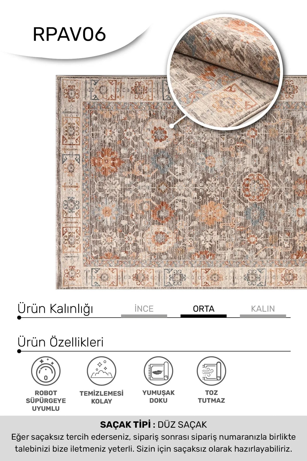 AVEN -Renkli -Oturma Odası,Salon- Robot Süpürgeye Uyumlu -Kolay Temizlenebilir