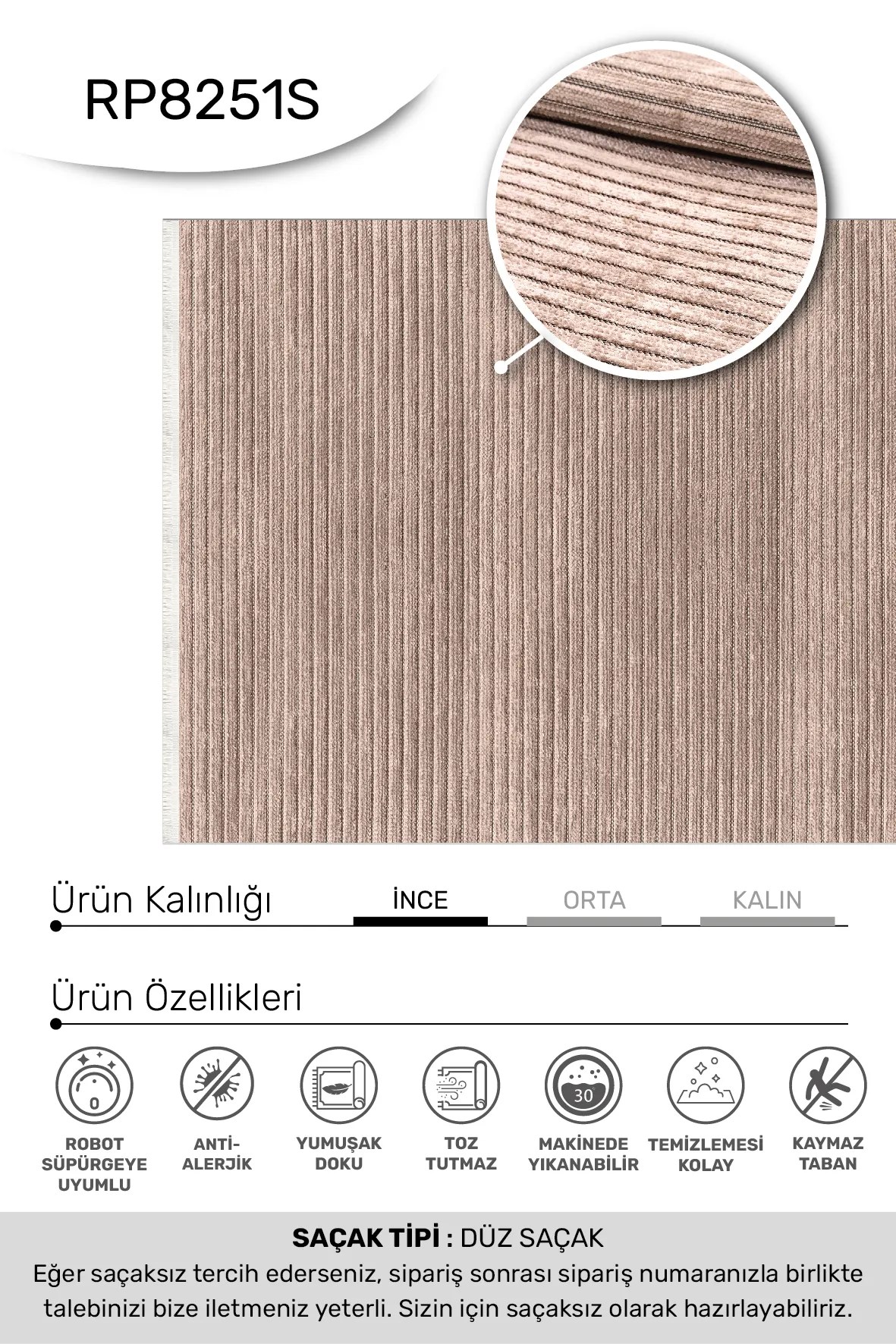 AYLA-Vizon- Özel Ölçü-Oturma Odası, Koridor Halısı-Kaymaz Taban-Robot Süpürgeye Uyumlu-Kolay Temizlenebilir-Uygun Fiyat