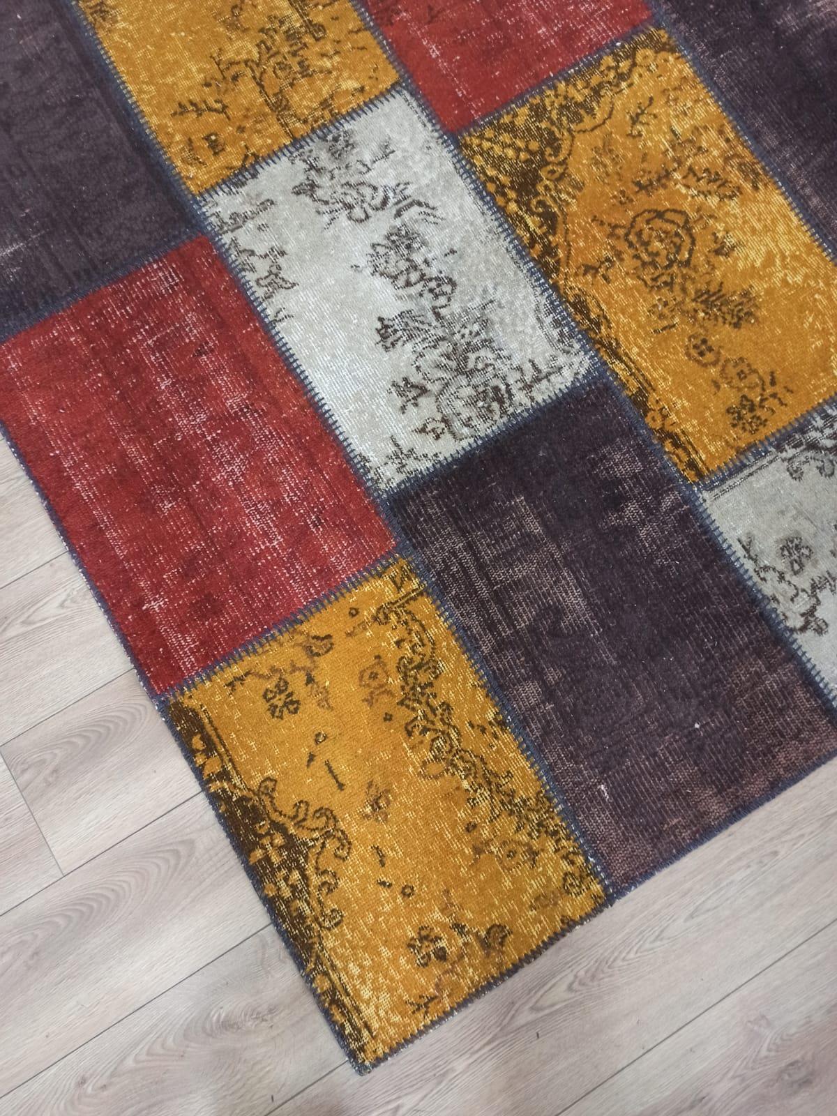 Çam Halı 580 Multi El Dokuma Patchwork Yün Halı